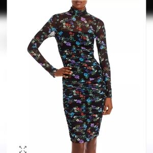 New!!! Alice + Olivia ✨️Delora Floral Long Sleeve Ruched Turtleneck Dress
